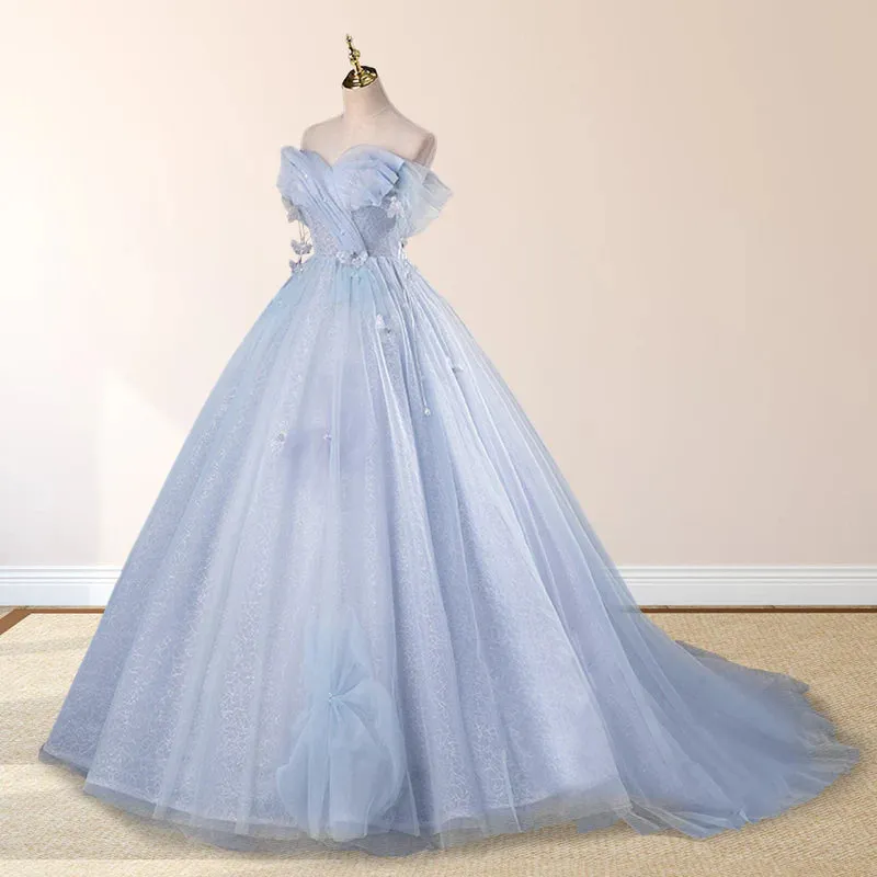 Fairy Tulle Sweetheart A Line Quinceanera Dress with Pearls