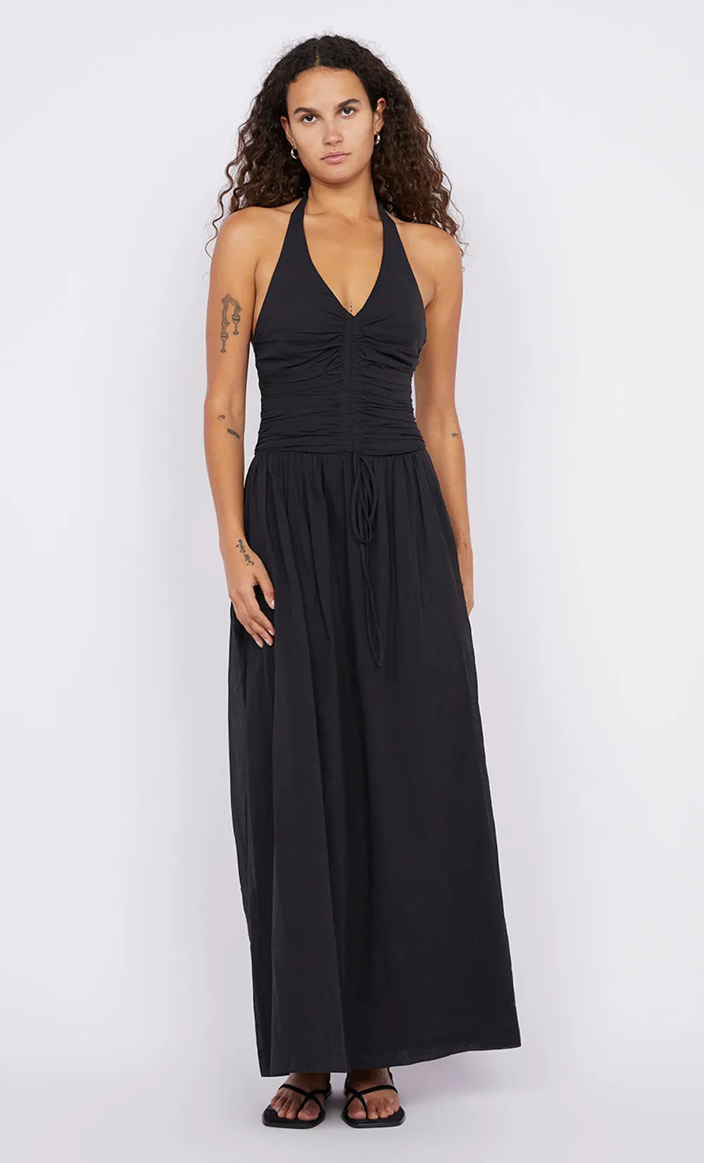 FRANCA HALTER DRESS - BLACK