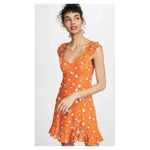 FREE PEOPLE | Like a Lady Orange Citrus Print Mini Dress | M