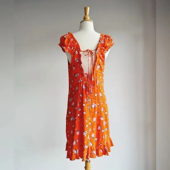 FREE PEOPLE | Like a Lady Orange Citrus Print Mini Dress | M