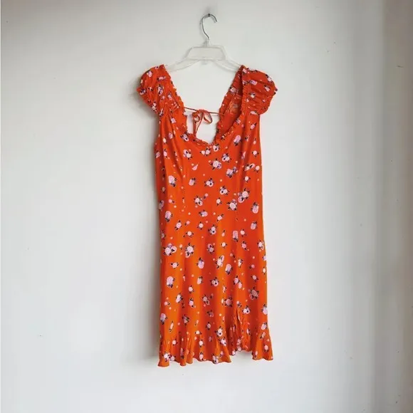 FREE PEOPLE | Like a Lady Orange Citrus Print Mini Dress | M
