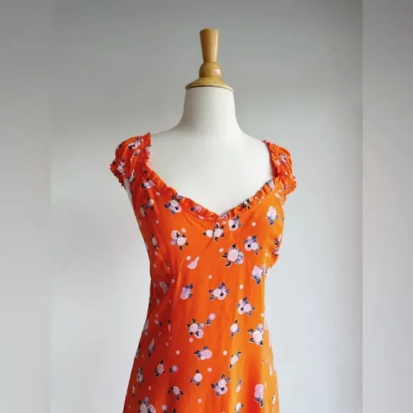 FREE PEOPLE | Like a Lady Orange Citrus Print Mini Dress | M