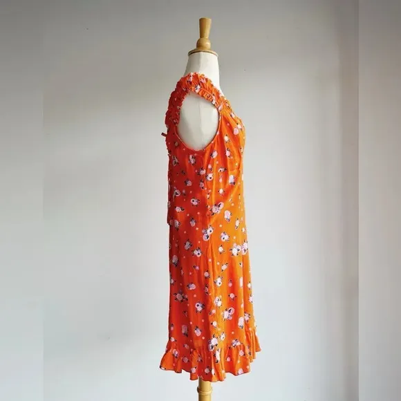 FREE PEOPLE | Like a Lady Orange Citrus Print Mini Dress | M