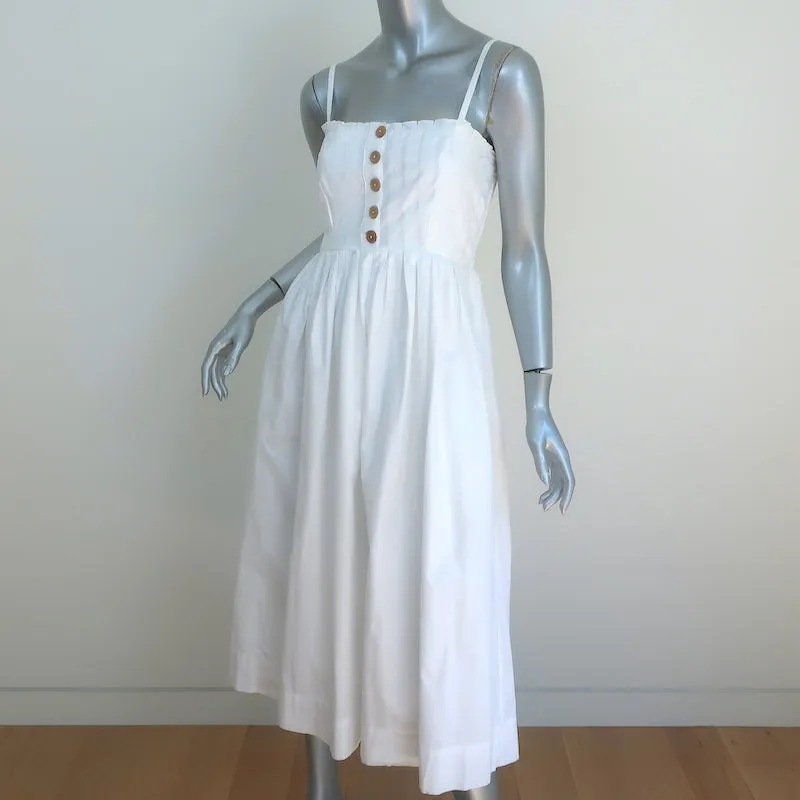 Free People Midi Dress Lilah White Pleated Cotton Size Extra Small