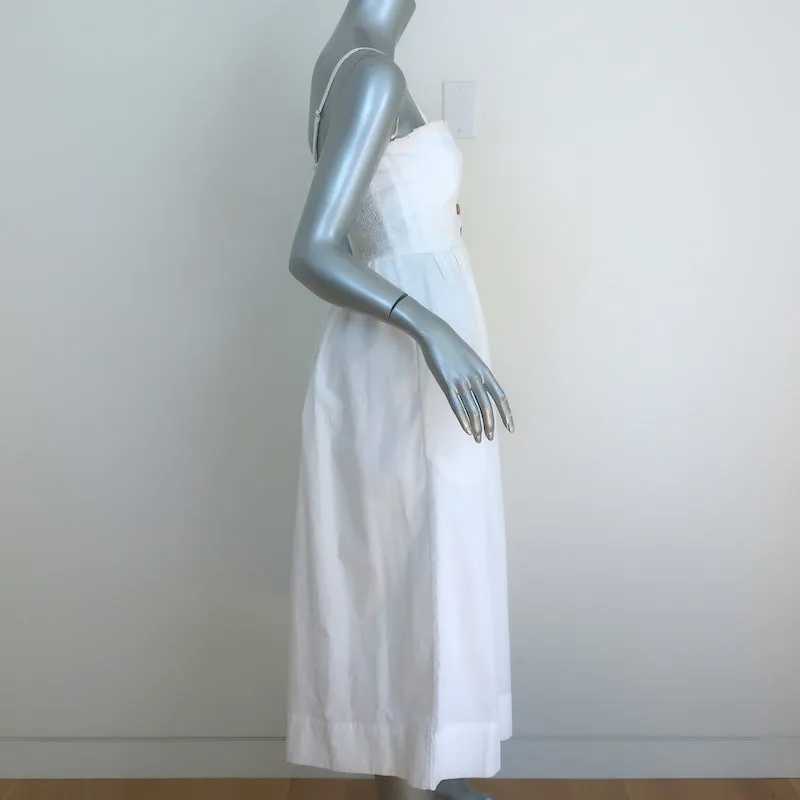 Free People Midi Dress Lilah White Pleated Cotton Size Extra Small