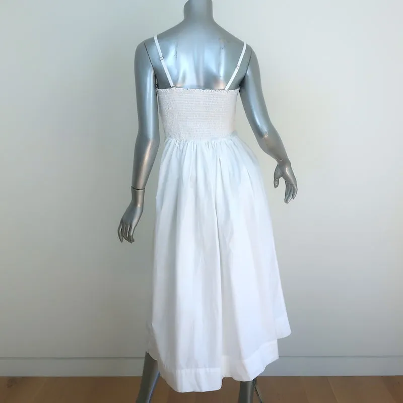 Free People Midi Dress Lilah White Pleated Cotton Size Extra Small