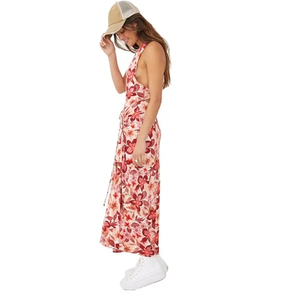 Free People Mimi Printed Maxi Dress in Light Combo Large
