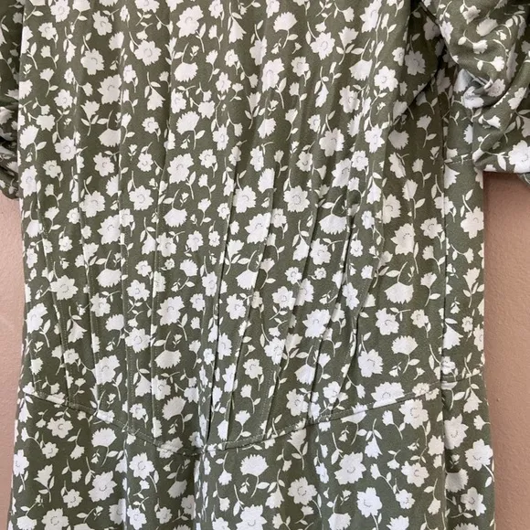 Free People Rosie Knit Midi Dress in Green &amp; White Ditsy Floral Print