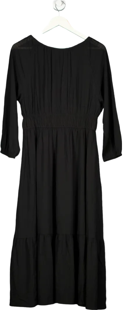 French Connection Black Anna Cora Pleated Button Down Maxi Dress UK S