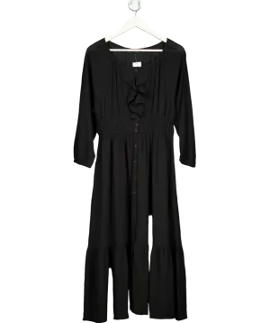 French Connection Black Anna Cora Pleated Button Down Maxi Dress UK S