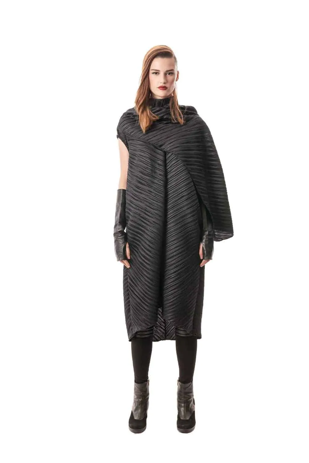 Giotto Pleated Cape Dress