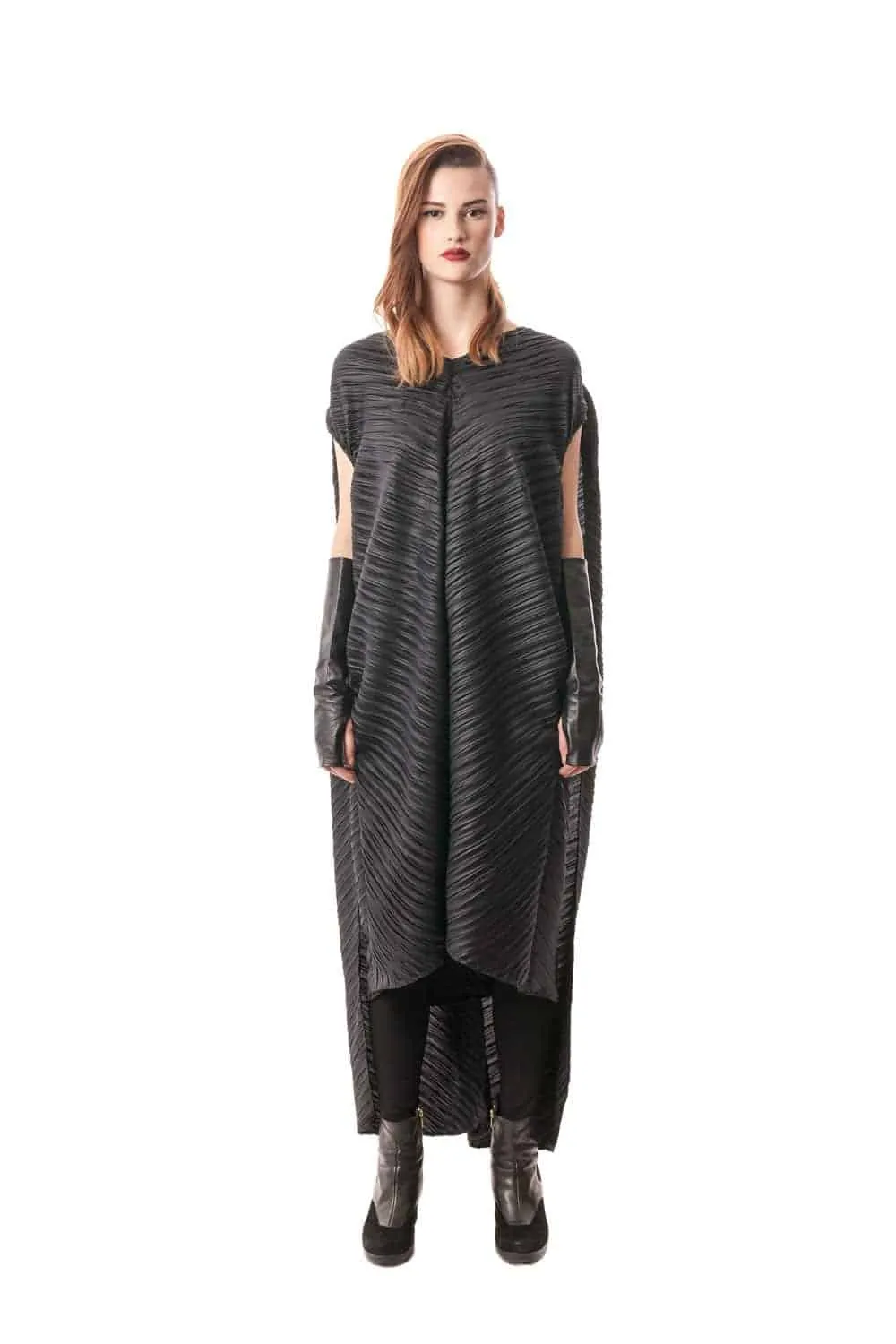 Giotto Pleated Cape Dress