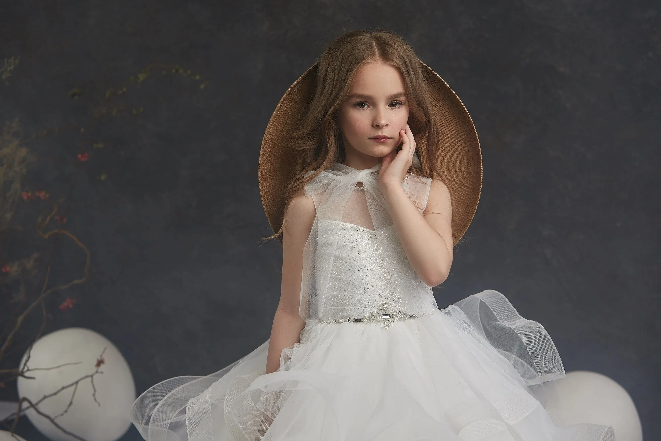 Girls Cascading Flounce Dress with a Bow