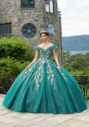 Gold Edged Pleated Tulle Ballgown