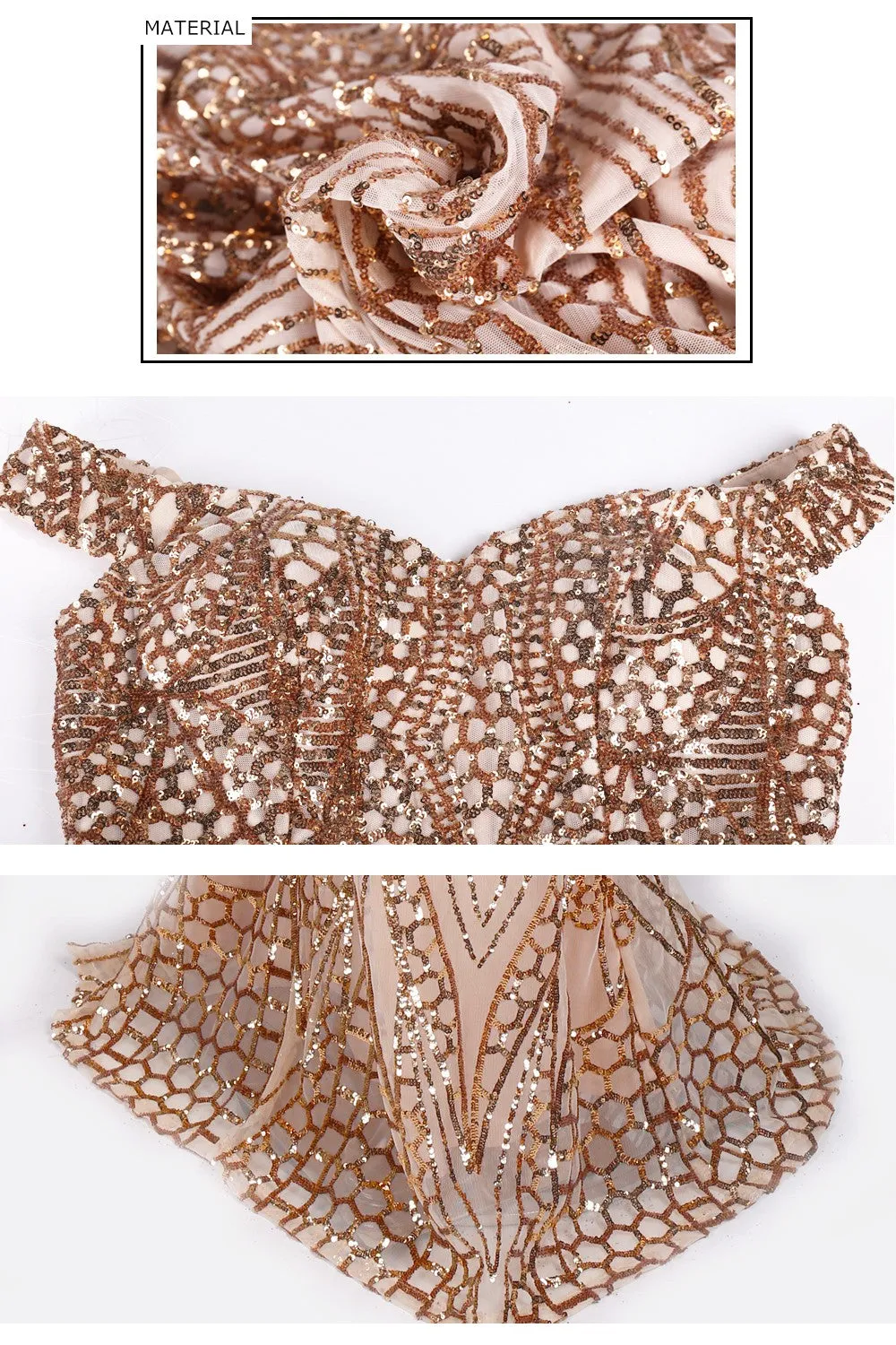 Gold Off Shoulder Evening Gown