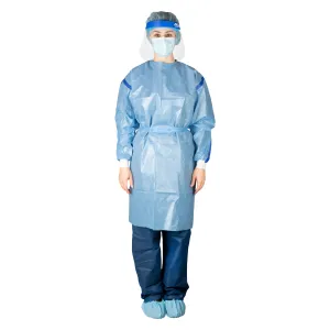 Gown Chemo Disposable Elastic Cuff Full Back Taped Seams Velcro Close by Taro