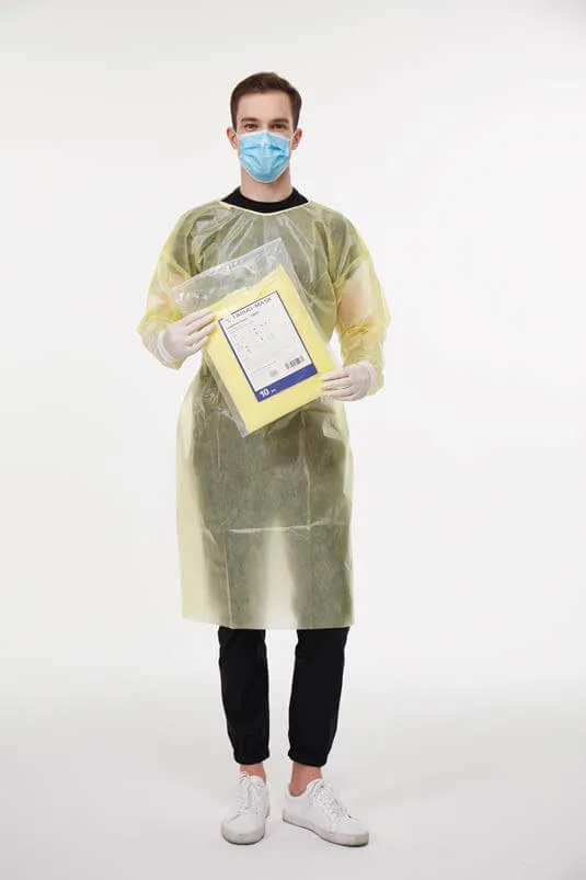 Gown Isolation Level 2 Yellow Elastic Cuff Tie Back Disposable by Taro