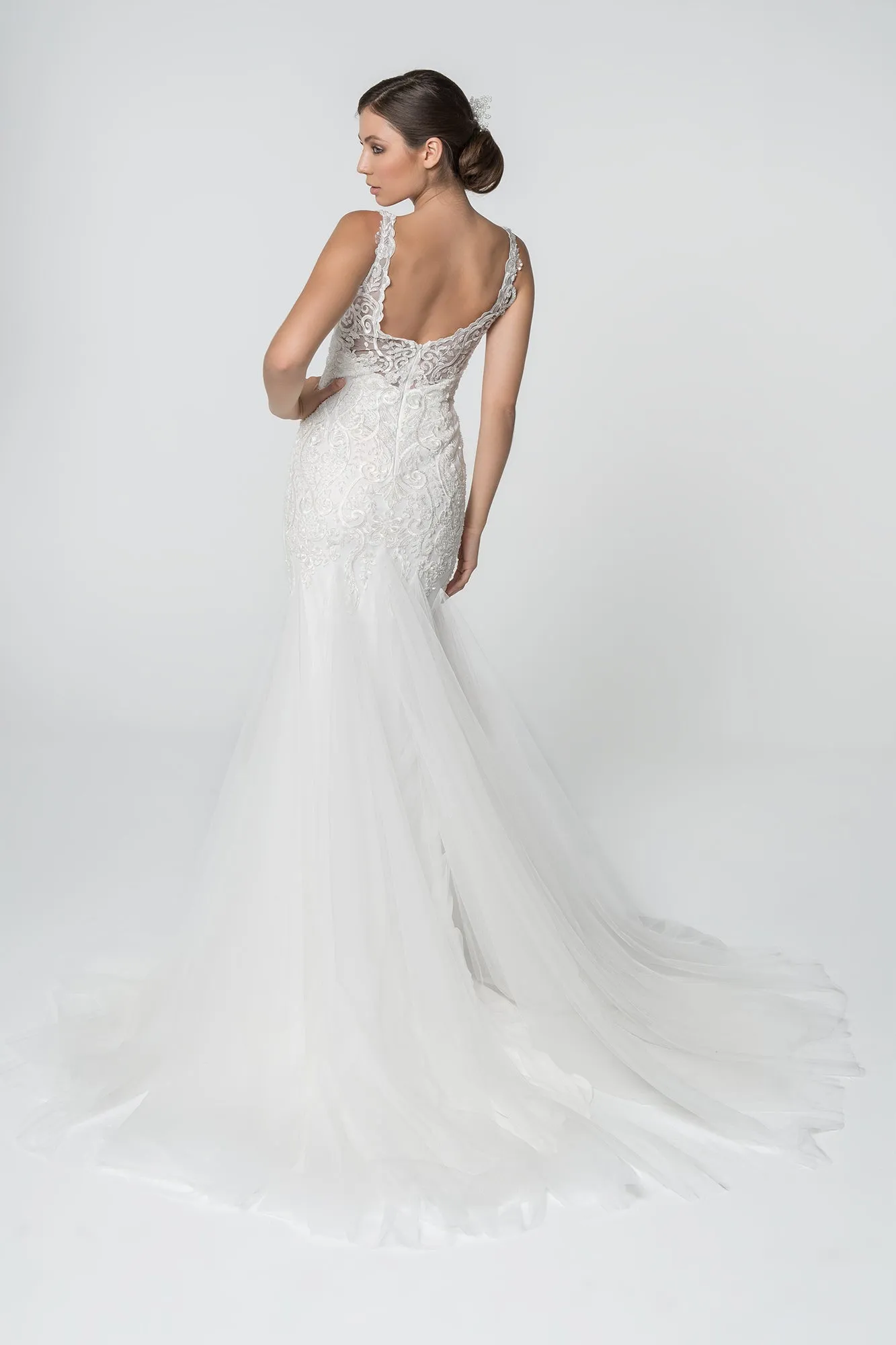 Gracie Wedding Dress Mermaid Tulle Bottom Bridal Gown 2602815TKR-Ivory