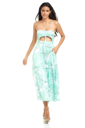 GREEN FRONT CUT OUT MIDI DRESS(OG)