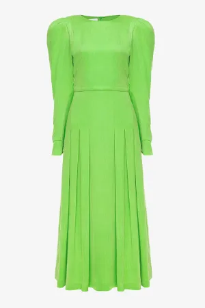 Green Pleated Dress