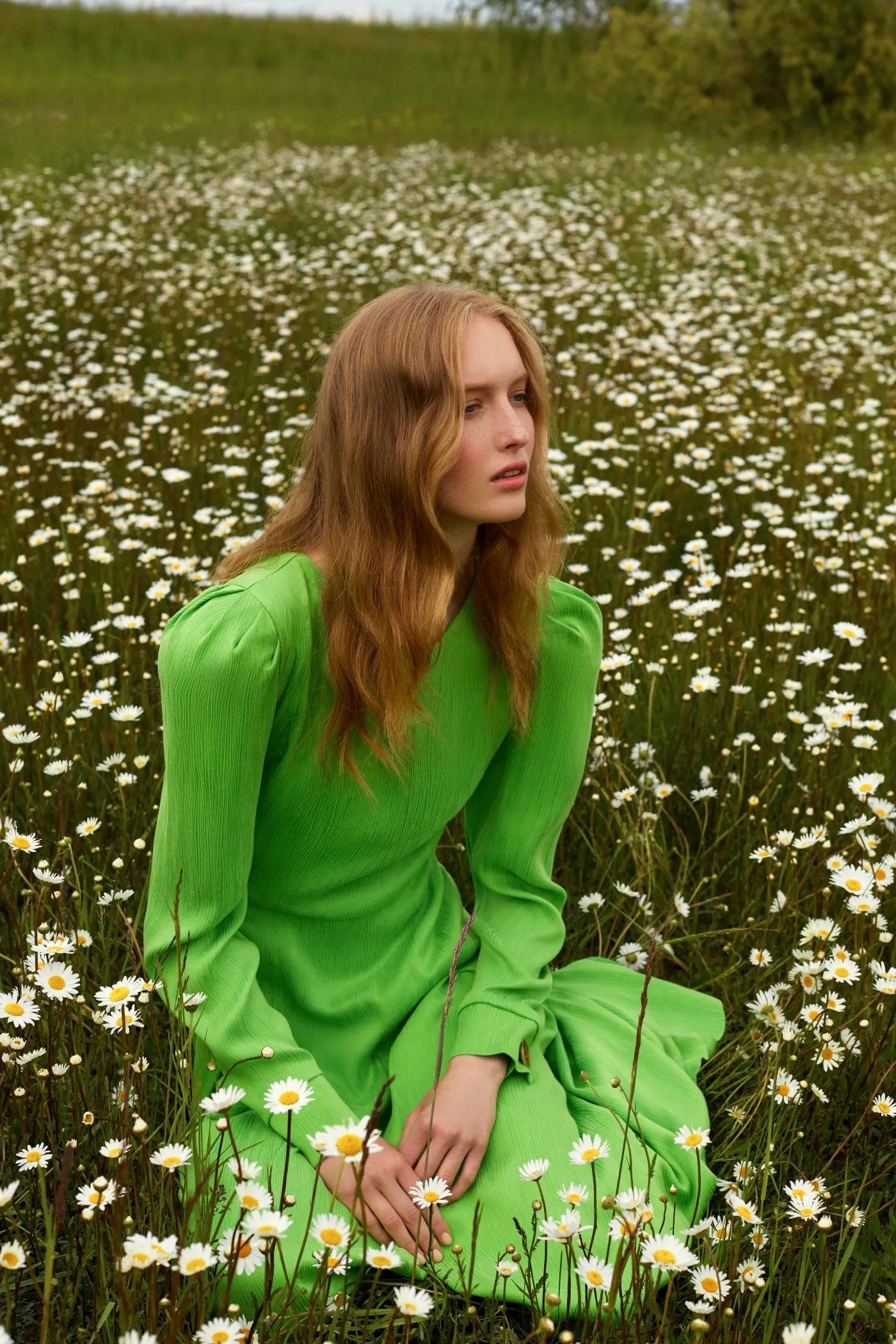 Green Pleated Dress
