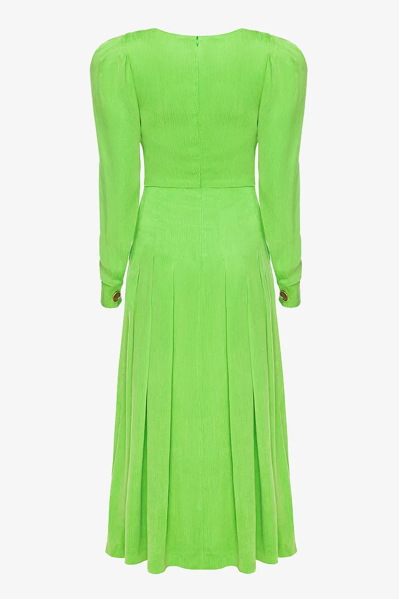 Green Pleated Dress