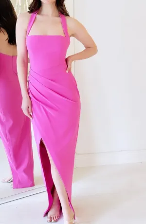 HALTER DRAPE DRESS