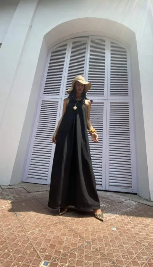 Hanshu   I    Halter Maxi Dress Black