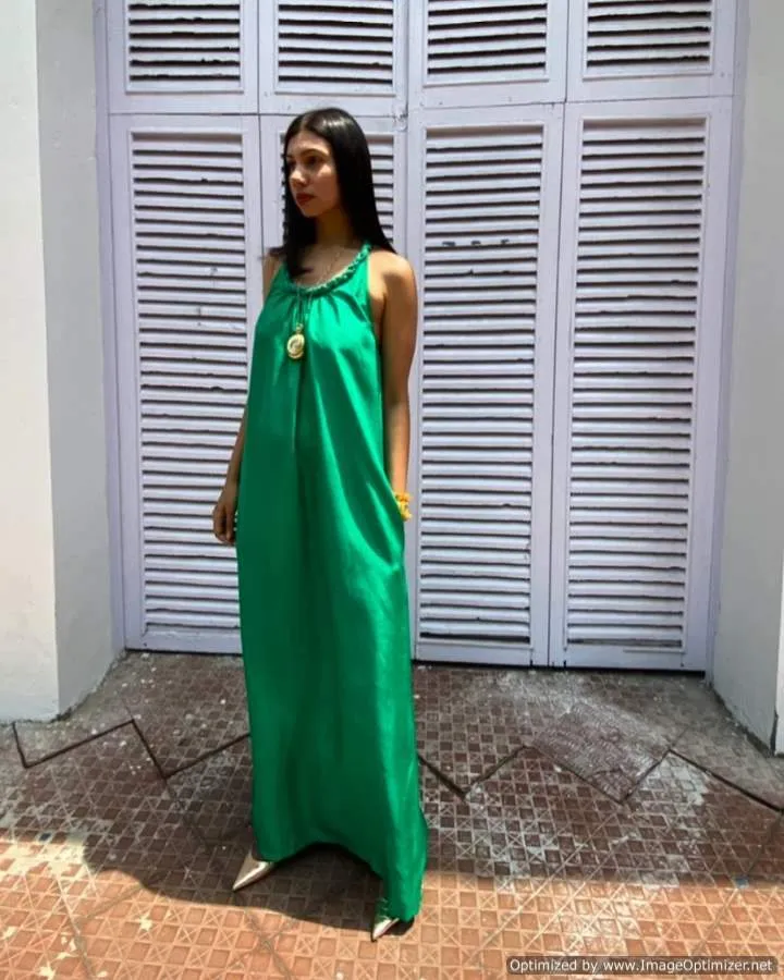 Hanshu   I    Halter Maxi Dress Green