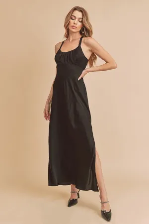 Hazel Blues® |  Aemi   Co Ruched Side Slit Cutout Back Maxi Cami Dress