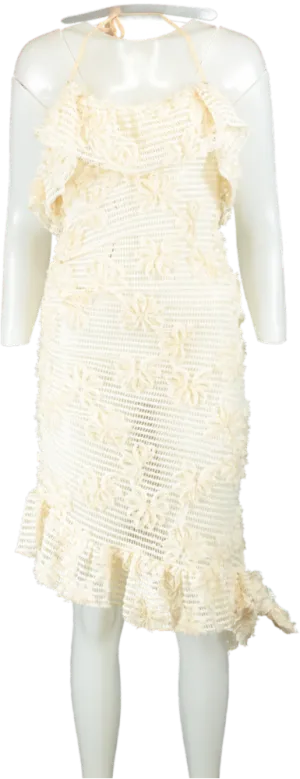 House of Sunny Cream Crocheted Halter Dress UK 8