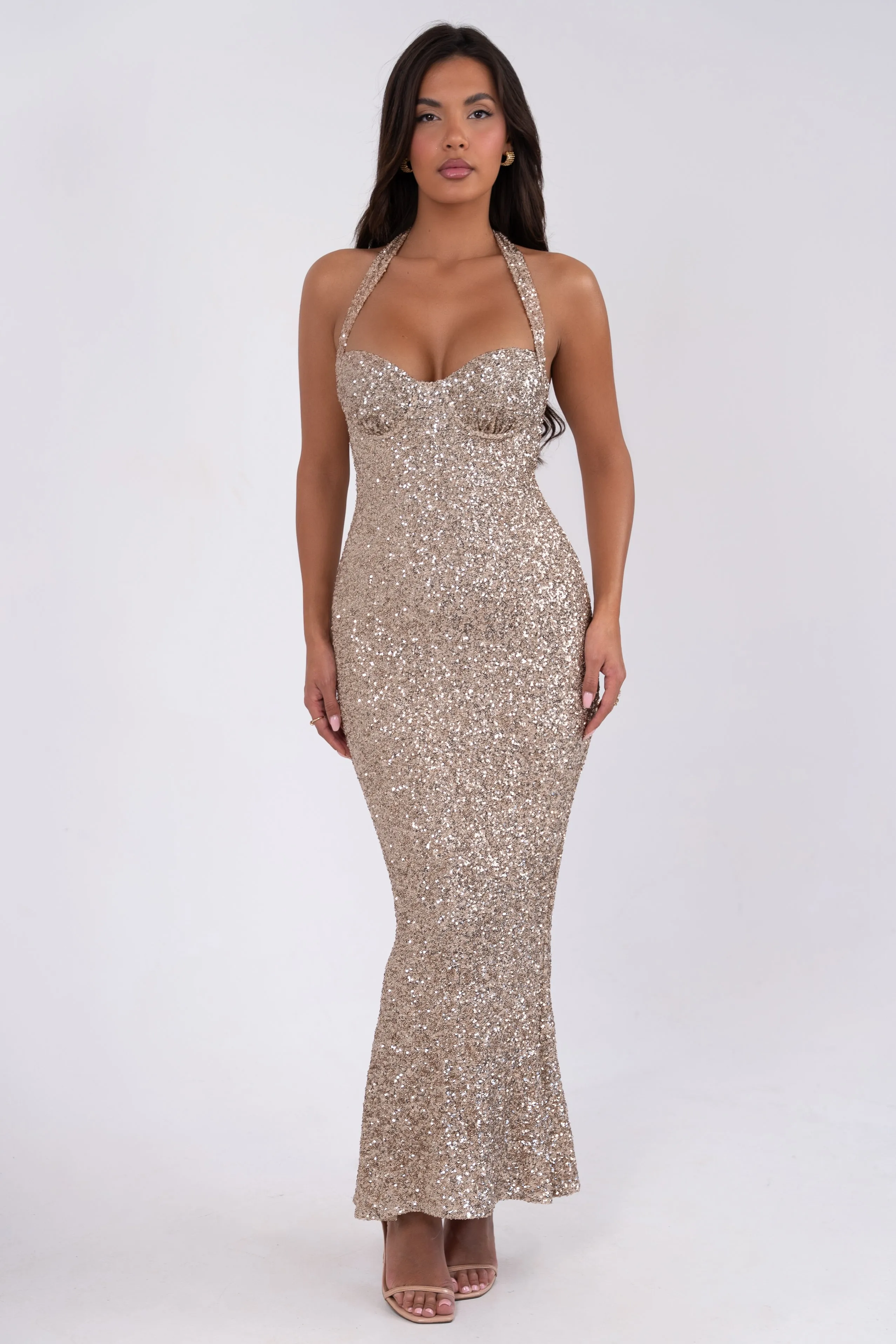 Iliada Champagne Sequin Dress