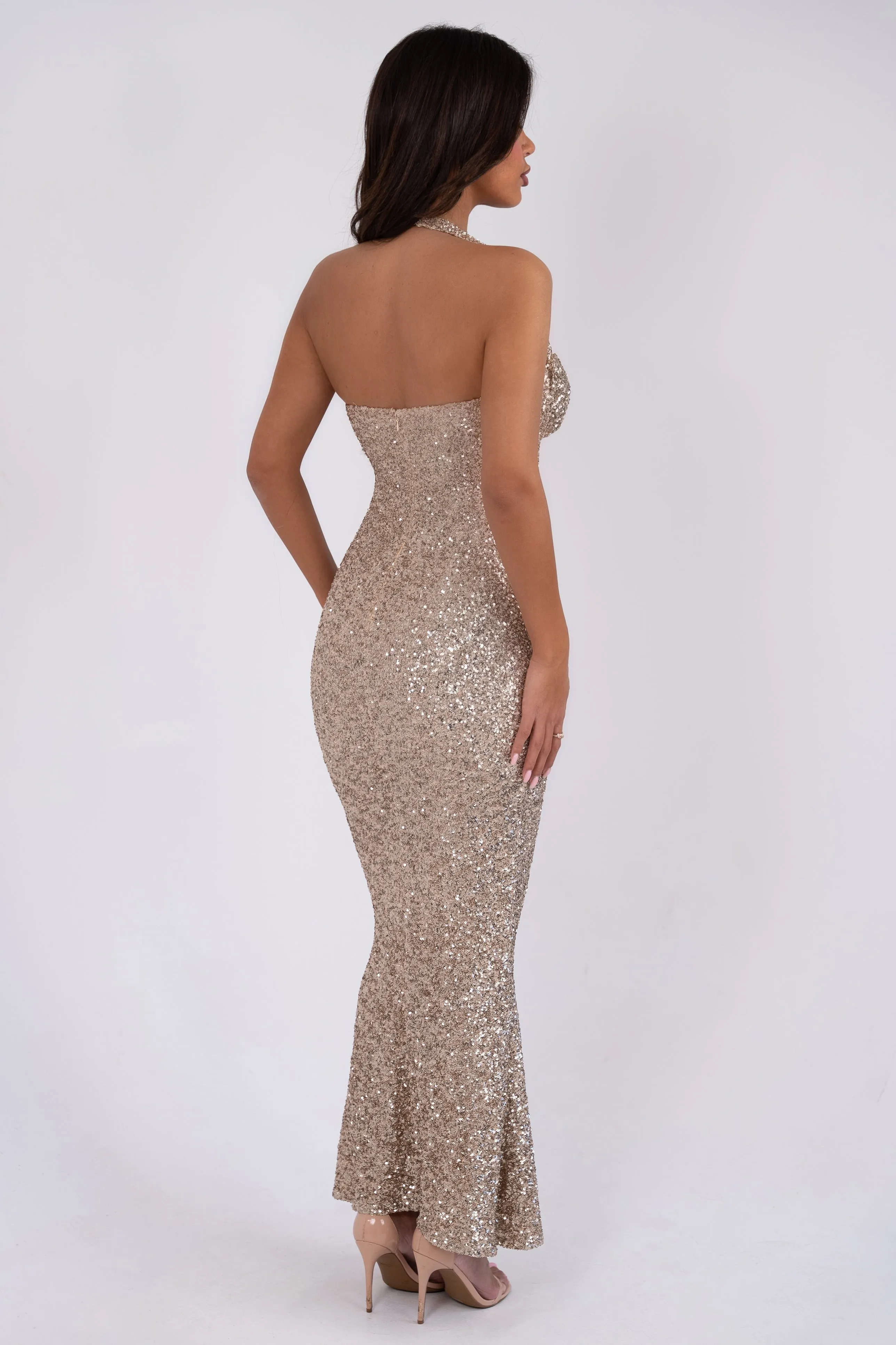 Iliada Champagne Sequin Dress