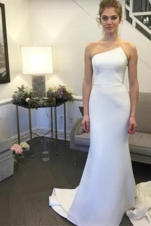 Irregular Strapless Simple Satin Wedding Gown Mermaid Style vestido de noiva sereia