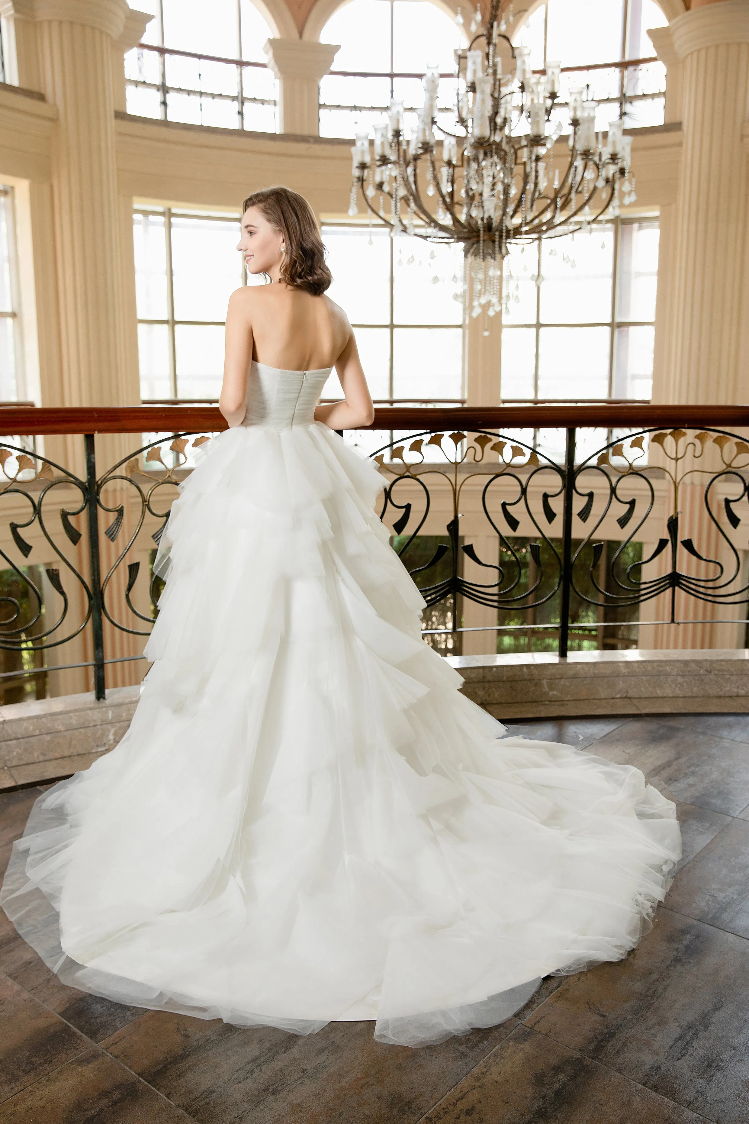 Jasmin - Selena Huan Strapless Hand Draped Tulle Ruffled Embroidery Lace Ball Gown
