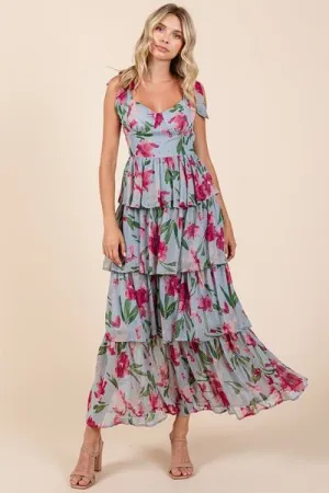 Jayden Floral Maxi Dress - Blue
