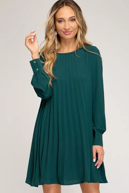 Jillian Pleated Swing Dress