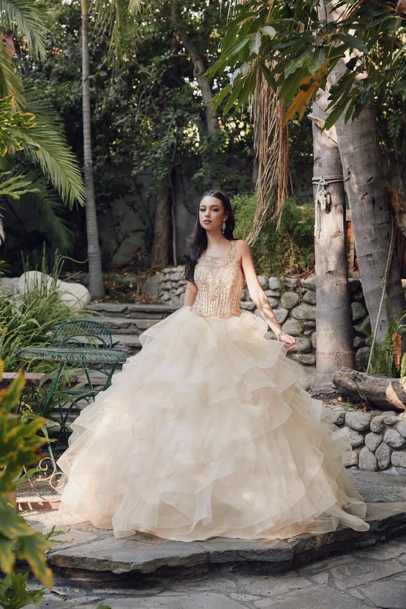 Juliet 1423 A-Line Princess Ball Gown Ruffled Tiered Tulle with Jacket