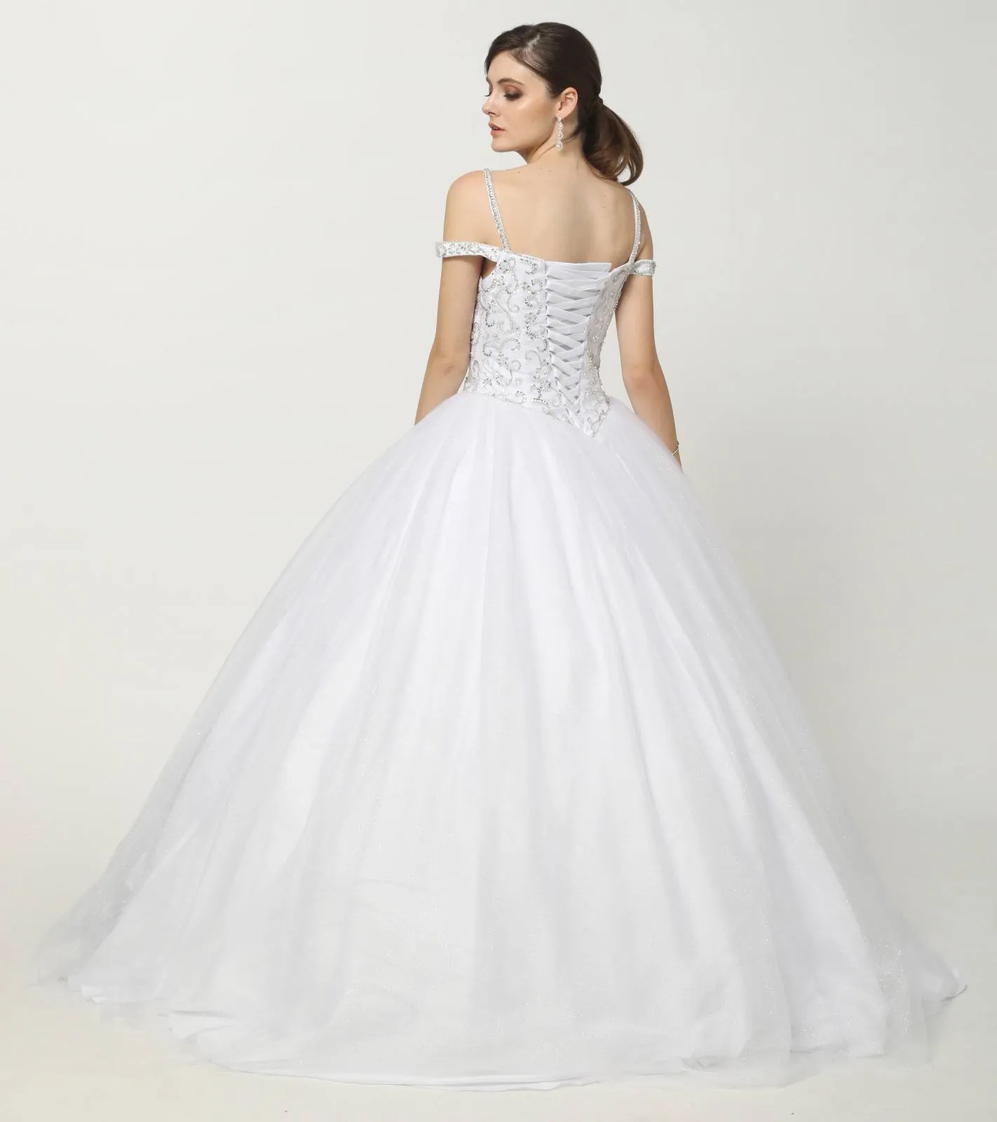Juliet 1426 Beaded Embroidery Cold Shoulder Princess Poofy Ballgown