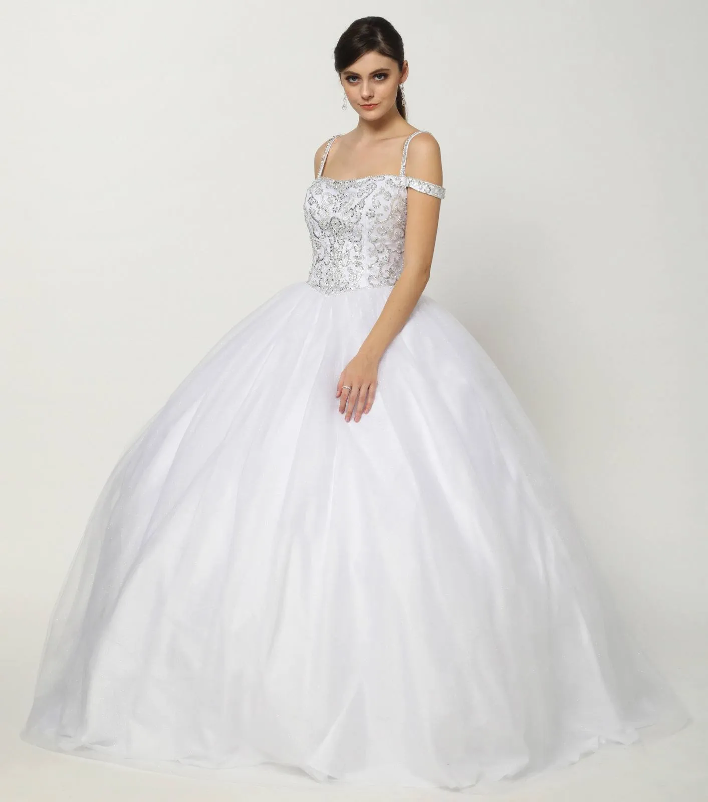Juliet 1426 Beaded Embroidery Cold Shoulder Princess Poofy Ballgown