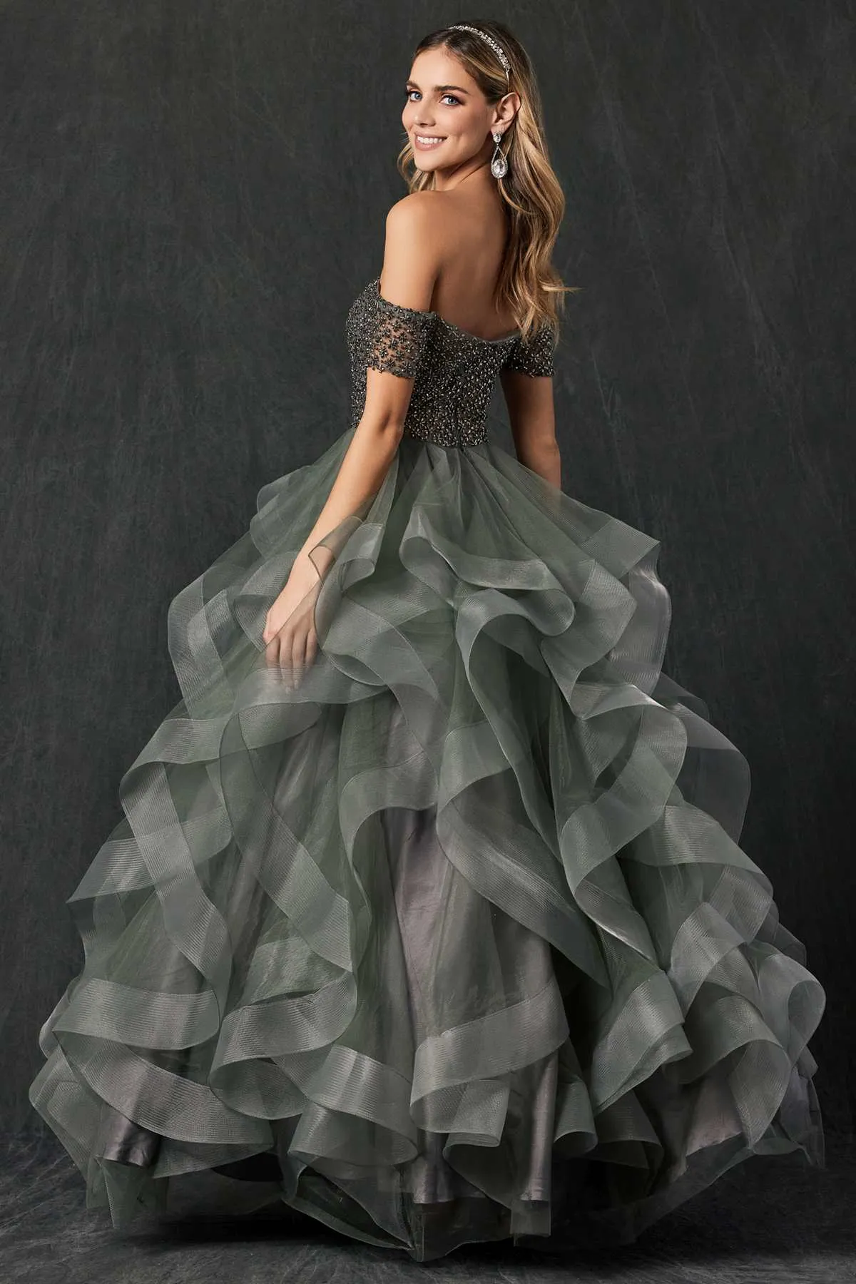 Juliet 395 Off-Shoulder Ruffled Quinceanera Dress
