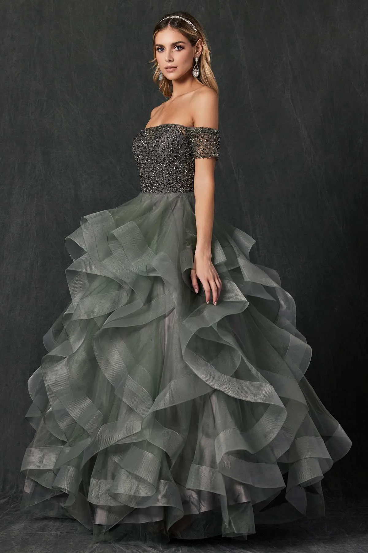 Juliet 395 Off-Shoulder Ruffled Quinceanera Dress