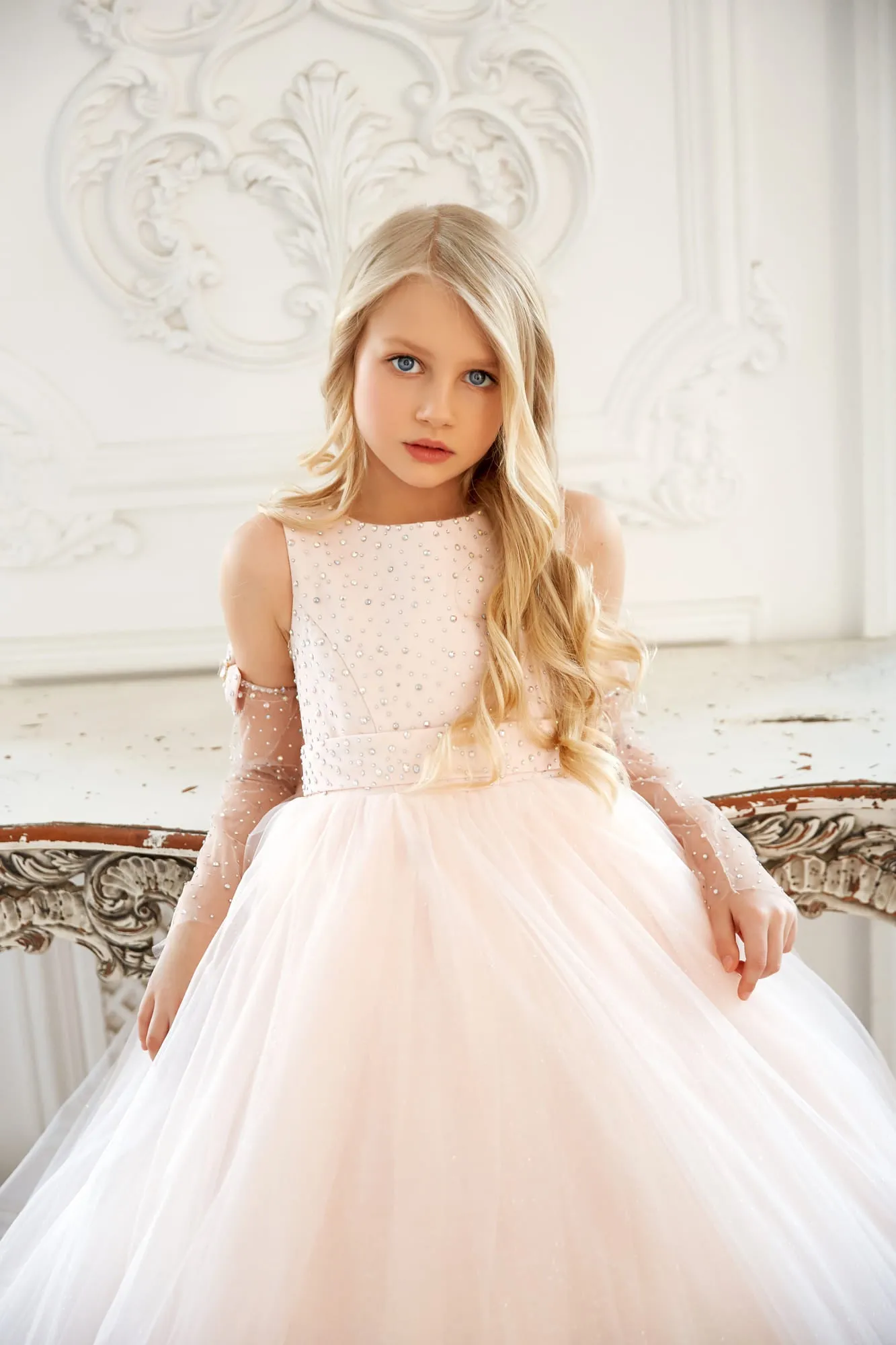 Junior Bridesmaids Dress with Detachable Sleeves