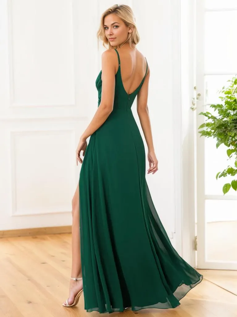Kaia formal ball dress in Emerald with slit Express NZ wide