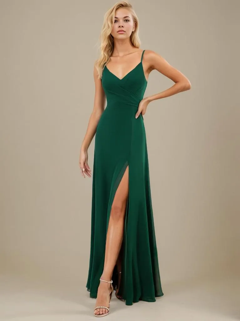 Kaia formal ball dress in Emerald with slit Express NZ wide