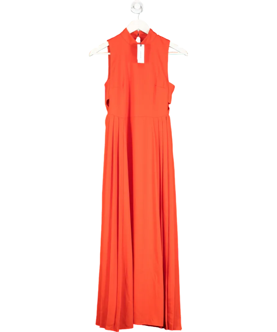 Karen Millen Red Petite Soft Tailored Pleated Panel Midaxi Dress UK 4