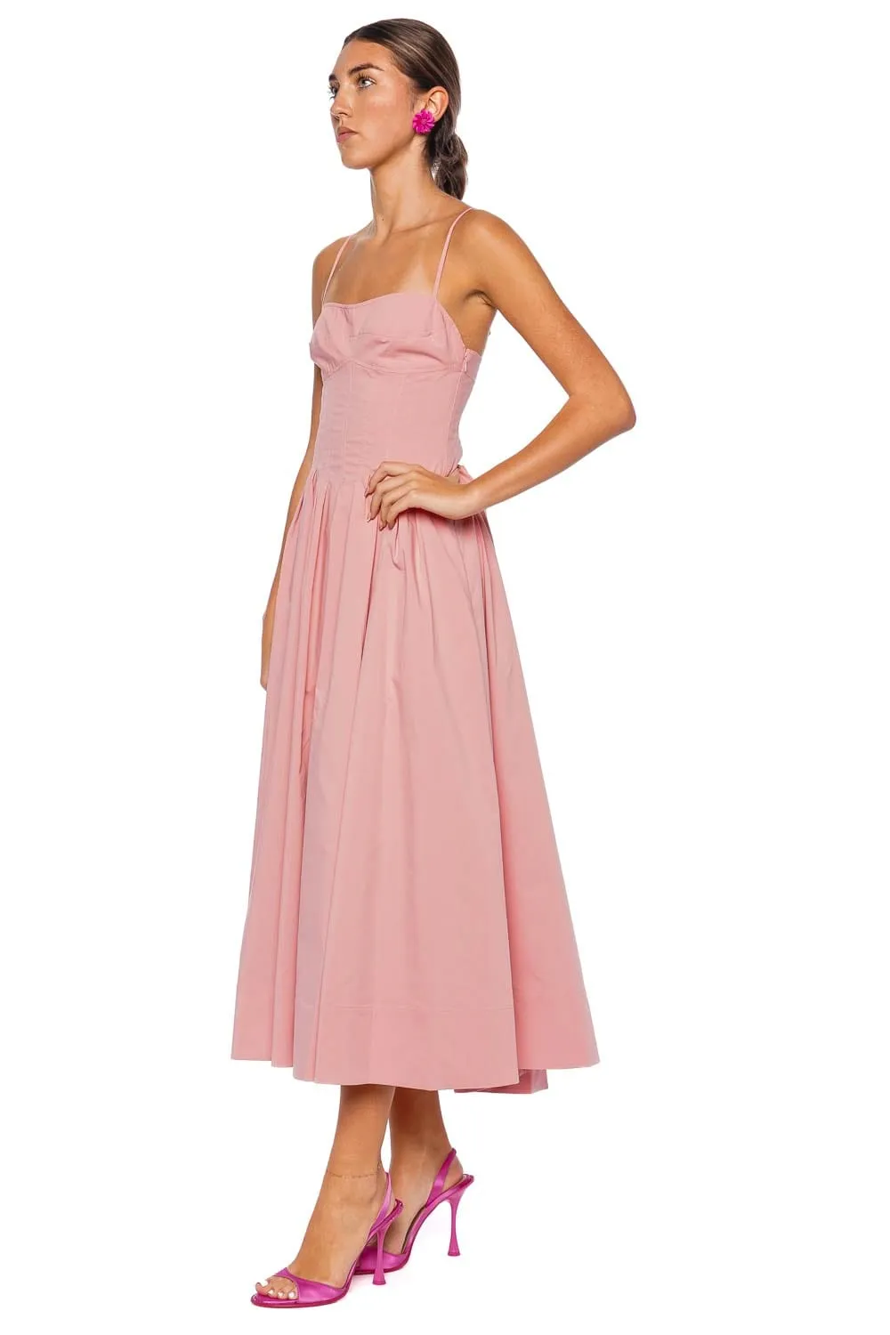 Kittiy Dusty Rose Bustier Midi Dress