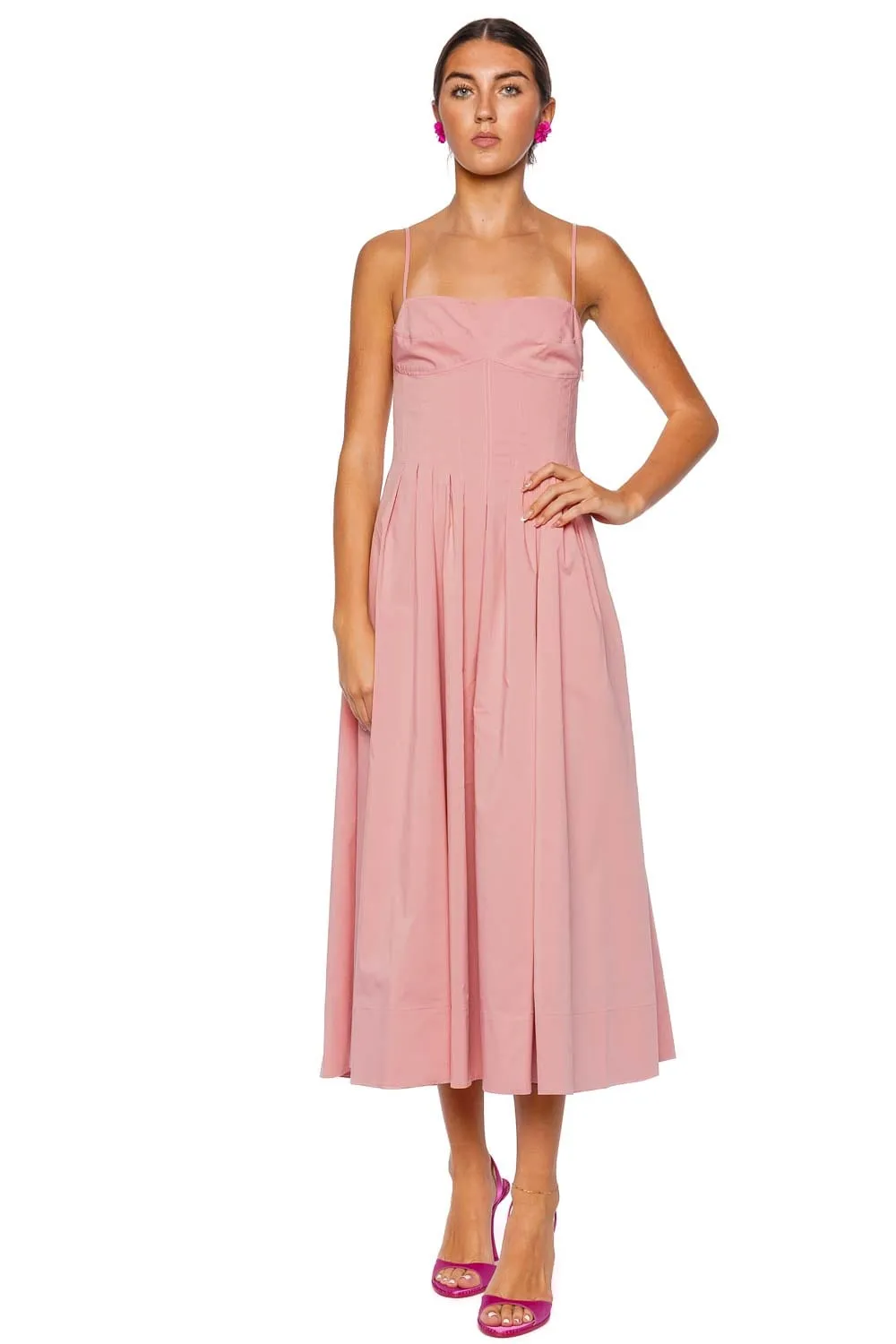 Kittiy Dusty Rose Bustier Midi Dress