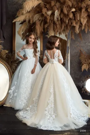 L2334 Long White Ballgown for Bridesmaids