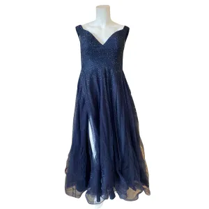 LA FEMME Long Off The Shoulder Gown Navy Size 14